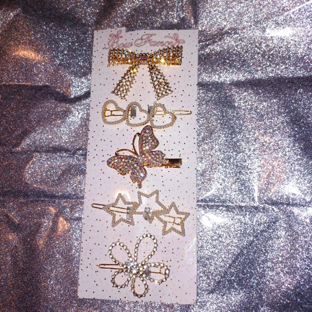 Glam Hair Accessories Glittery Clips Barrettes Pearls Rhinestones NEW